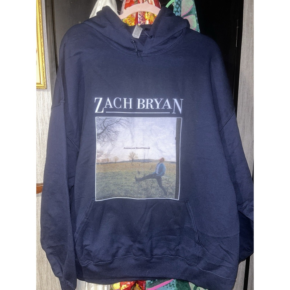 Zach Bryan Hoodie Sweatshirt Mens 2XL  Navy American Heartbreak USA Tour 2022